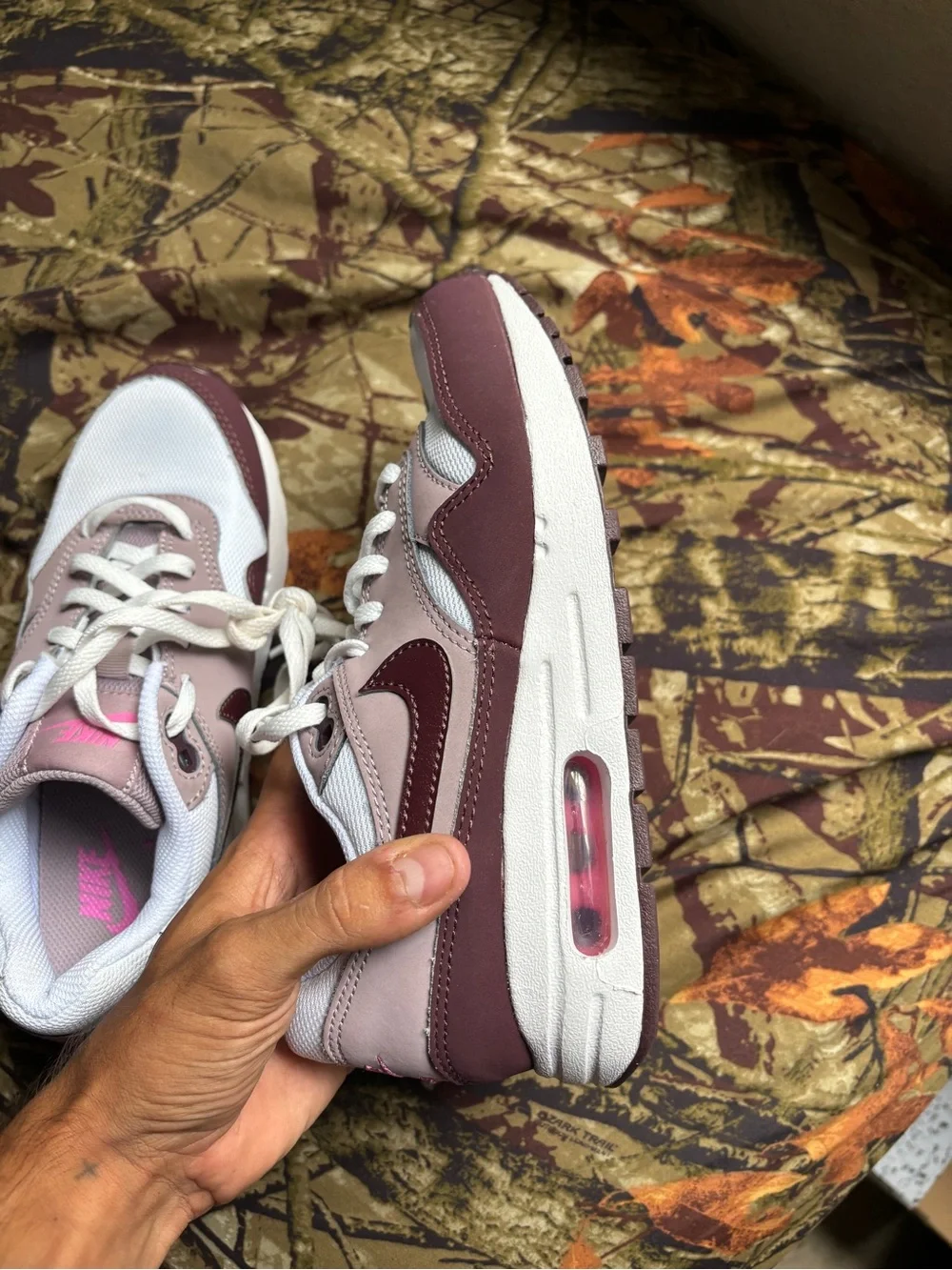 Nike Women's Air Max 1 in Burgundy and Blush Pink